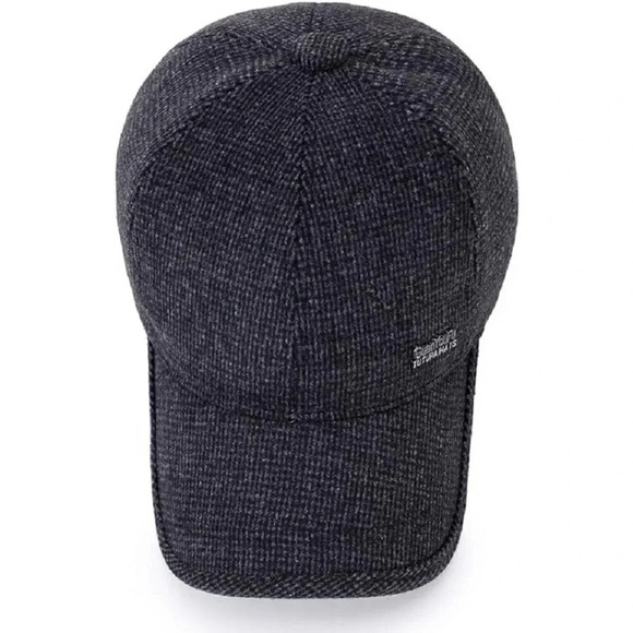 Men's Winter Warm Wool Tweed  Peaked Baseball Cap Hat Fold Earmuffs Warmer - Picture 3 of 7